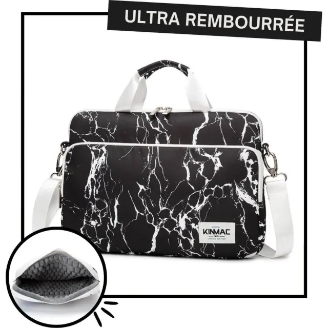 Lecoinpochette Marbé Noir Sacoche Ordinateur Marbre