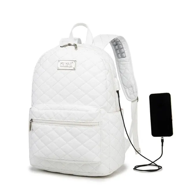 Lecoinpochette Matelassé Blanc sac à dos ordinateur 15 pouces blanc