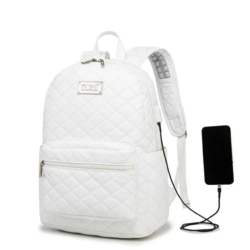 Lecoinpochette Matelassé Blanc sac à dos ordinateur 15 pouces blanc