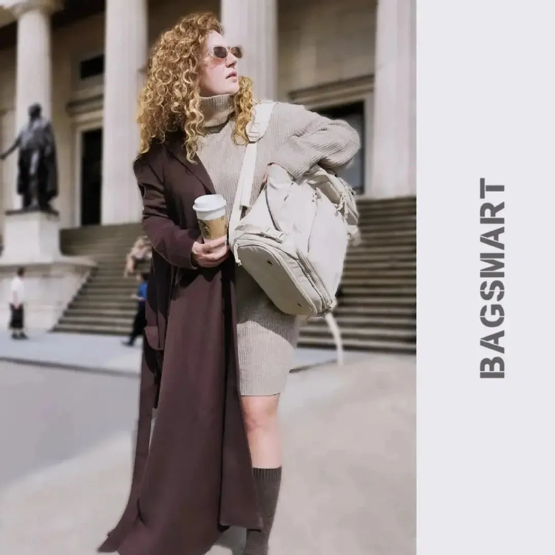 Lecoinpochette Era sac à dos ordinateur 15,6 pouces beige 35L