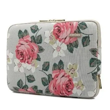Lecoinpochette Rozania housse ordinateur fleur rose grise