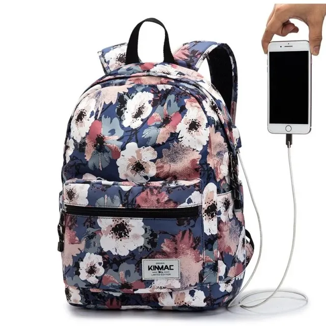 Lecoinpochette Camélia sac à dos ordinateur 15 pouces fleuri