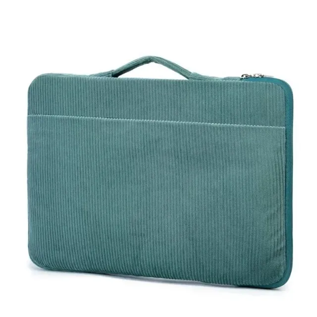 Lecoinpochette Velours Côtelé housse ordinateur bleue