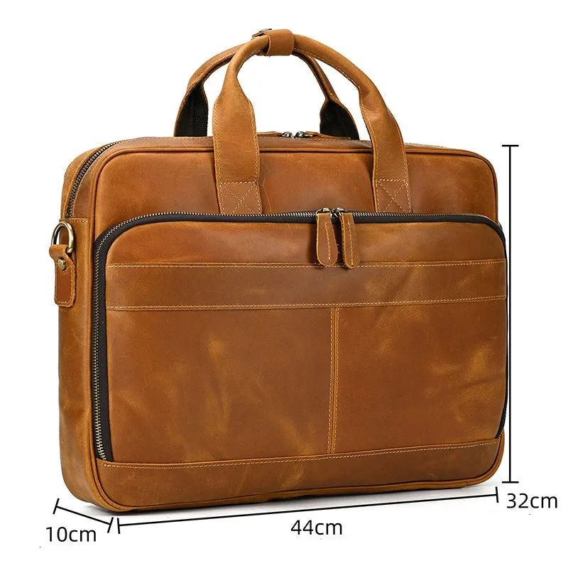 Lecoinpochette Rockmore sacoche ordinateur cuir marron 17 pouces