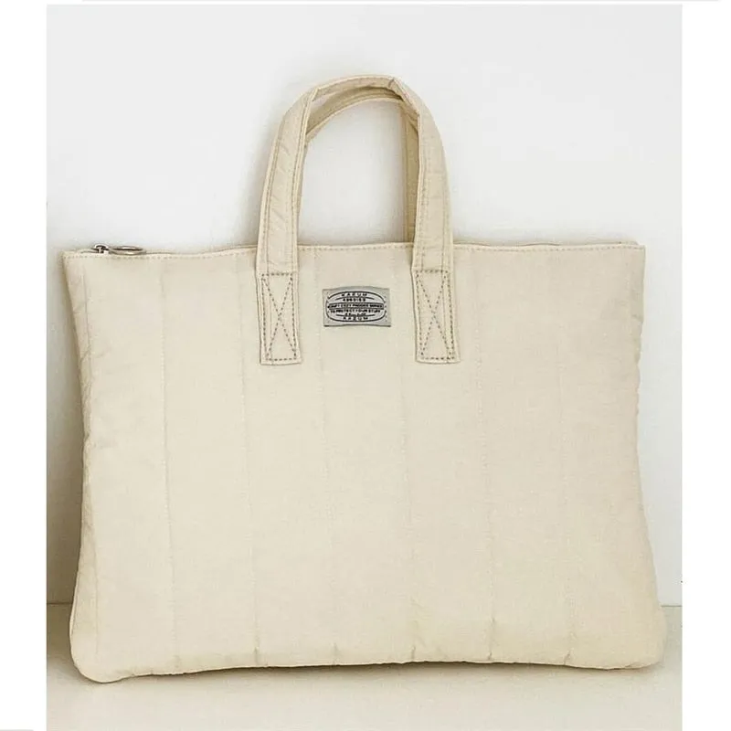Lecoinpochette Rice sac ordinateur blanc cassé matelassé