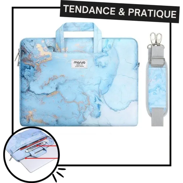 Lecoinpochette Nacré sacoche ordinateur marbre