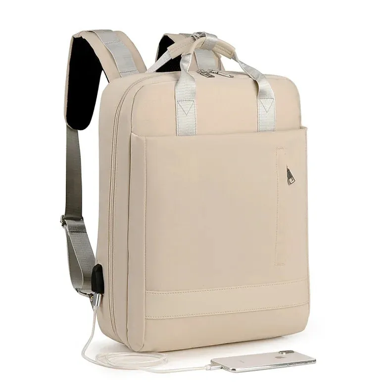 Lecoinpochette Ewa Sac à Dos Ordinateur Femme Beige 17,3 Pouces