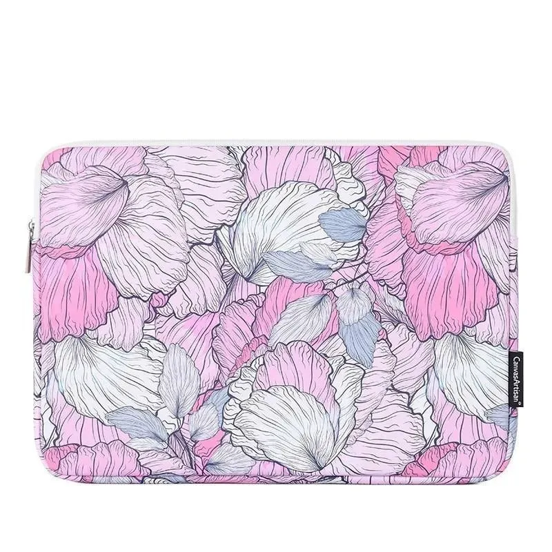 Lecoinpochette Alizée pochette ordi femme rose feuillage