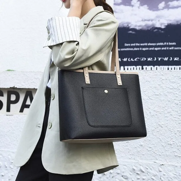 Lecoinpochette sac ordinateur femme noir simili cuir waterproof