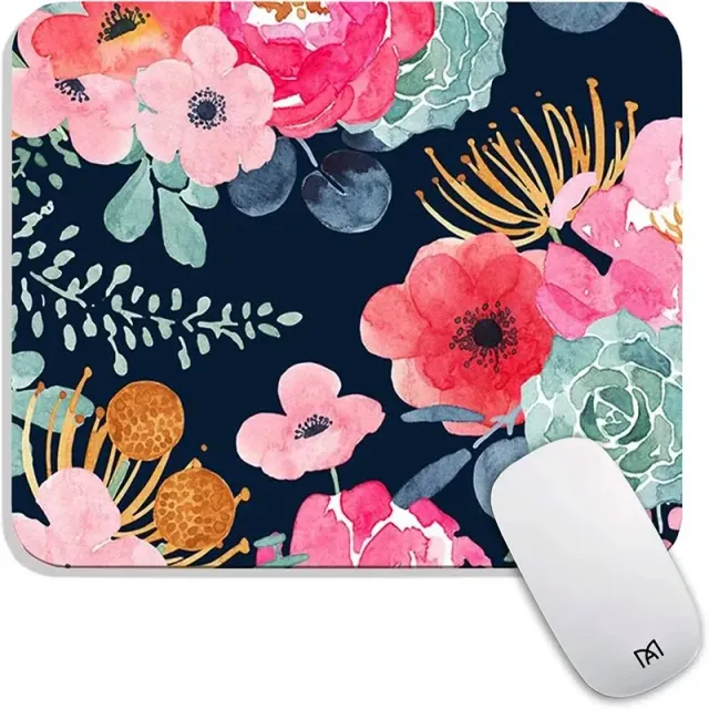 Lecoinpochette Libris tapis souris blanc fleuri 24 cm