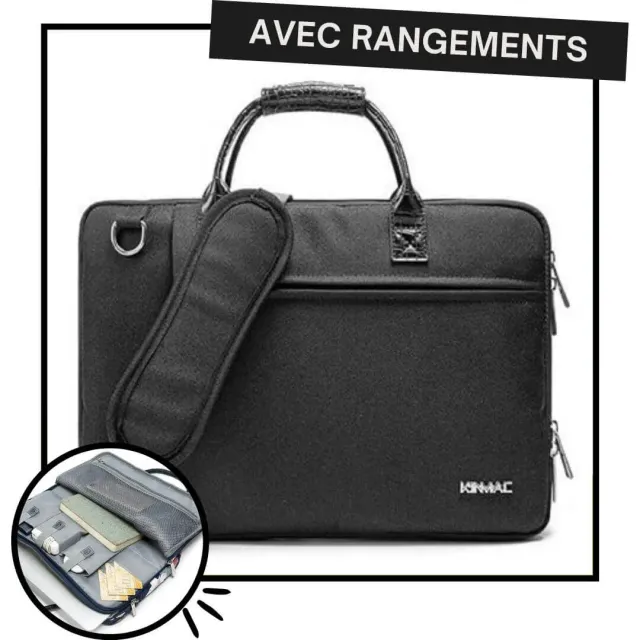 Lecoinpochette Full Black sacoche ordinateur cuir noir