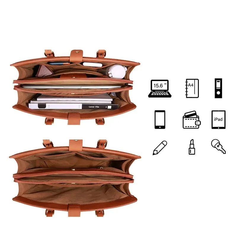 Lecoinpochette Dalgona sac ordinateur cuir marron 15,6 pouces