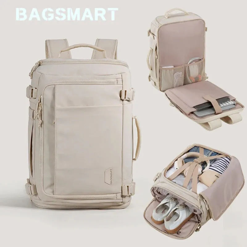 Lecoinpochette Era sac à dos ordinateur 15,6 pouces beige 35L