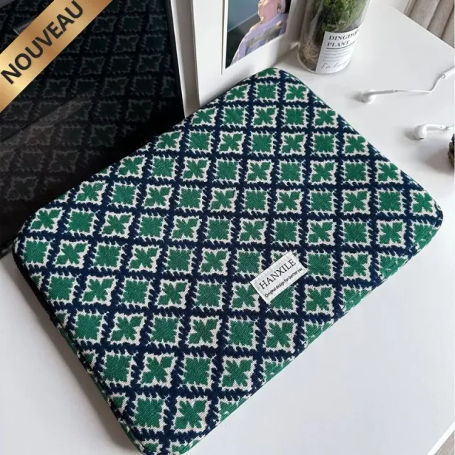 Lecoinpochette Valentina housse ordinateur fleurie géométrique