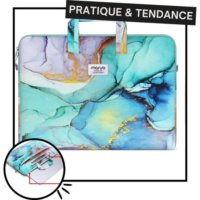 Lecoinpochette Marbre Or sacoche ordinateur imperméable