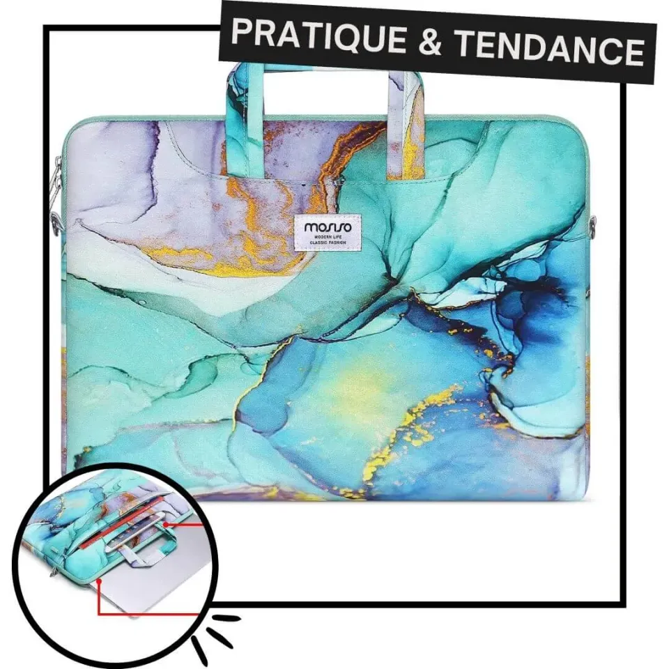 Lecoinpochette Marbre Or sacoche ordinateur imperméable