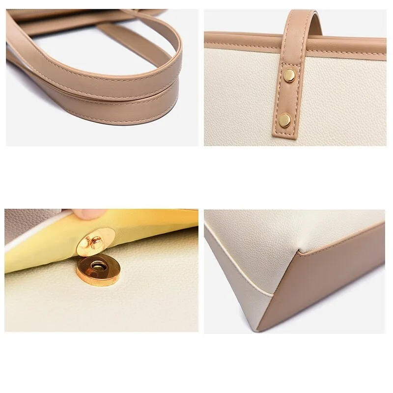 Lecoinpochette Sac Ordinateur Femme Beige Simili Cuir