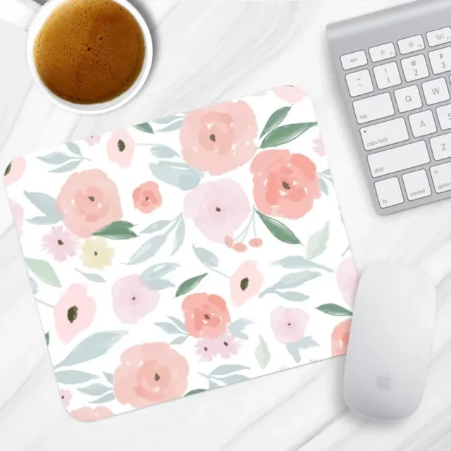 Lecoinpochette Fleurs de Pêche tapis de souris 24x20 cm blanc