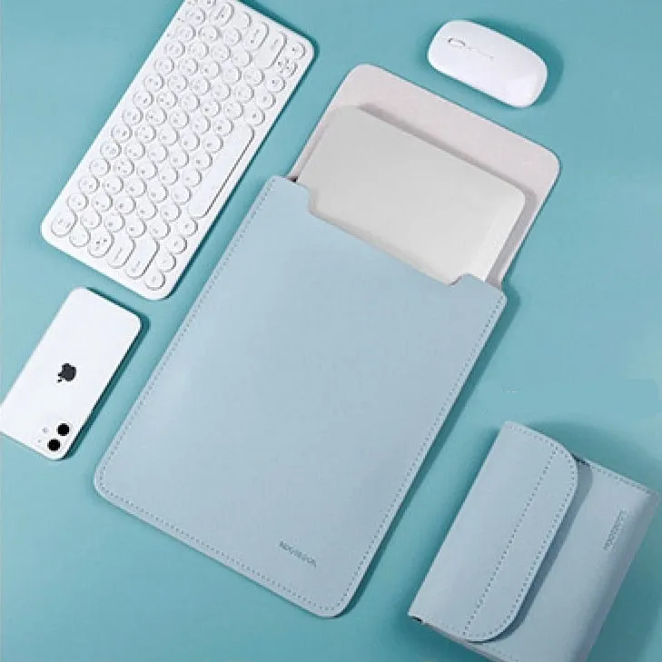 Lecoinpochette housse MacBook cuir PU bleu pastel