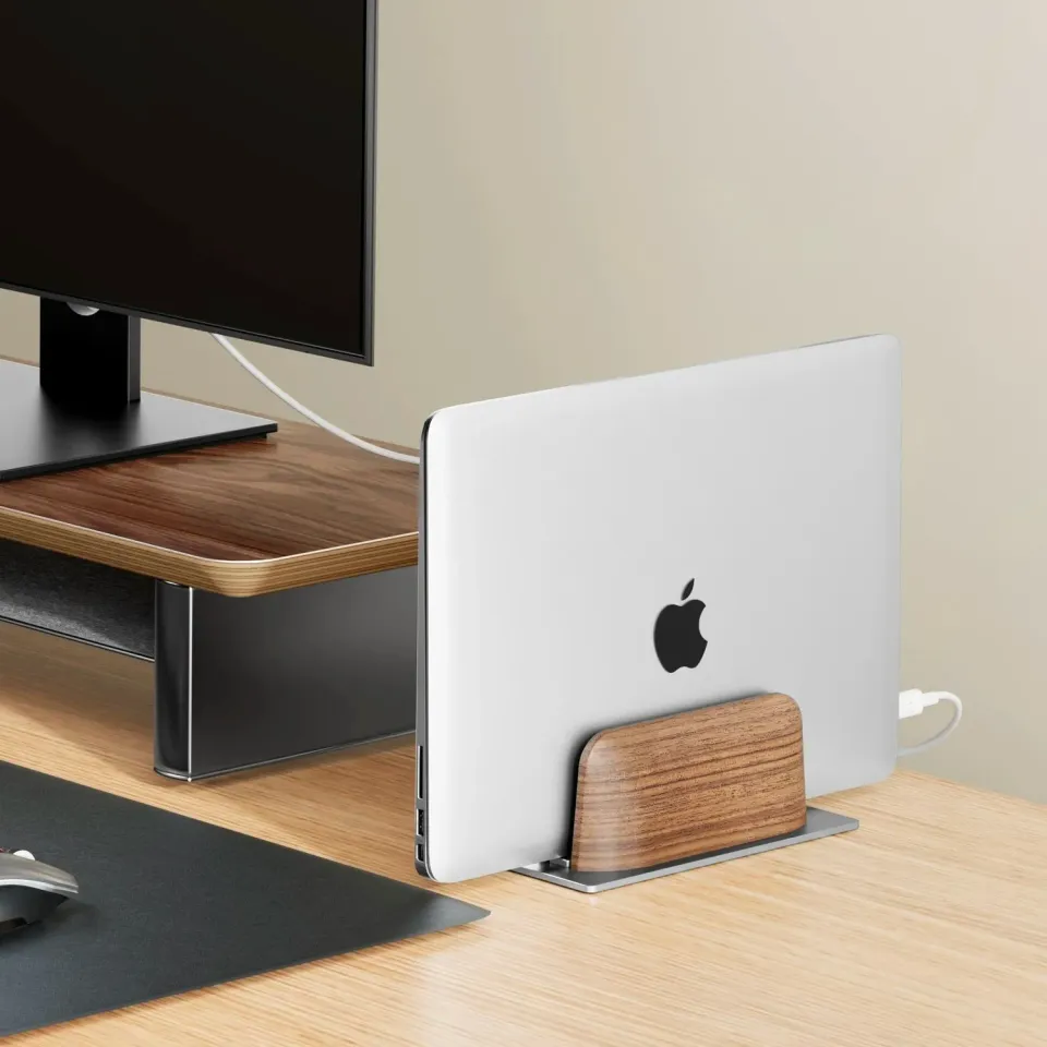 Lecoinpochette support ordinateur vertical bois aluminium