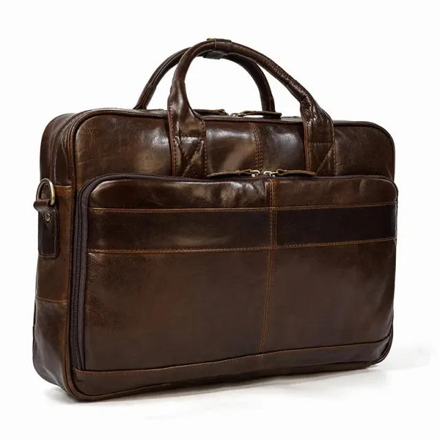 Lecoinpochette Georges sacoche PC homme cuir marron 15 pouces