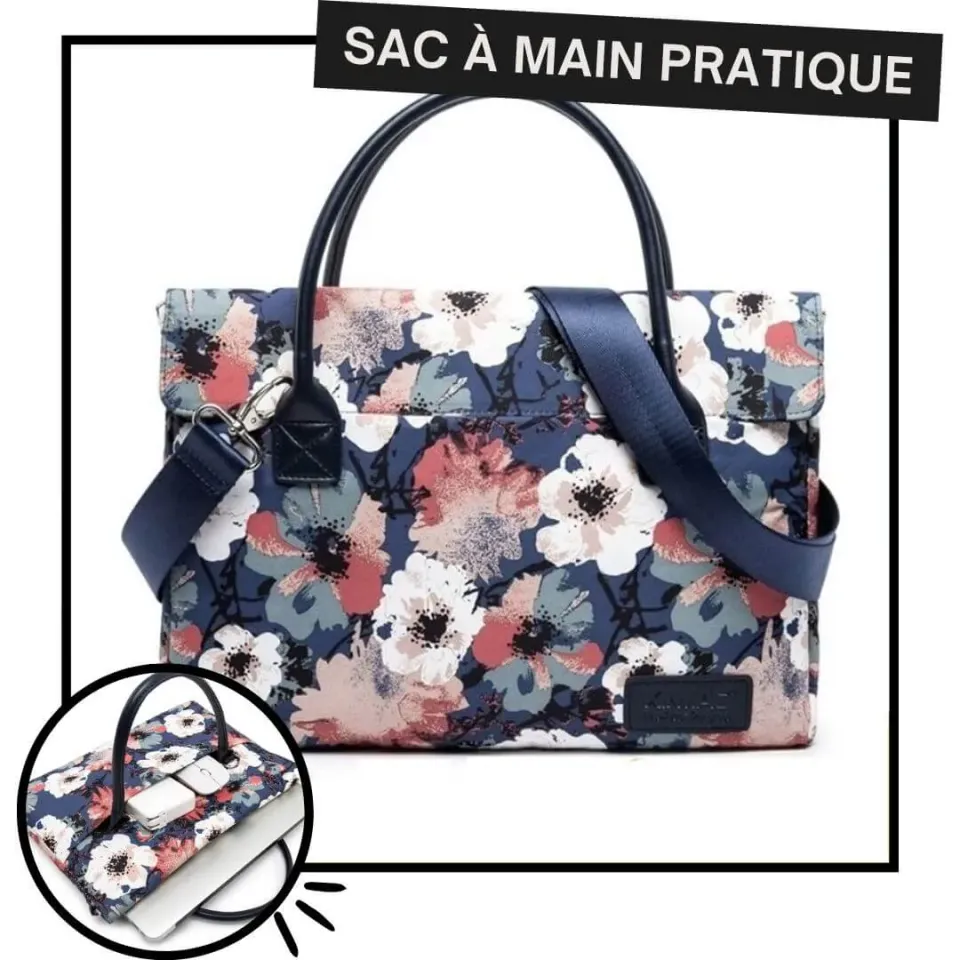 Lecoinpochette Camélia sac ordinateur femme fleuri