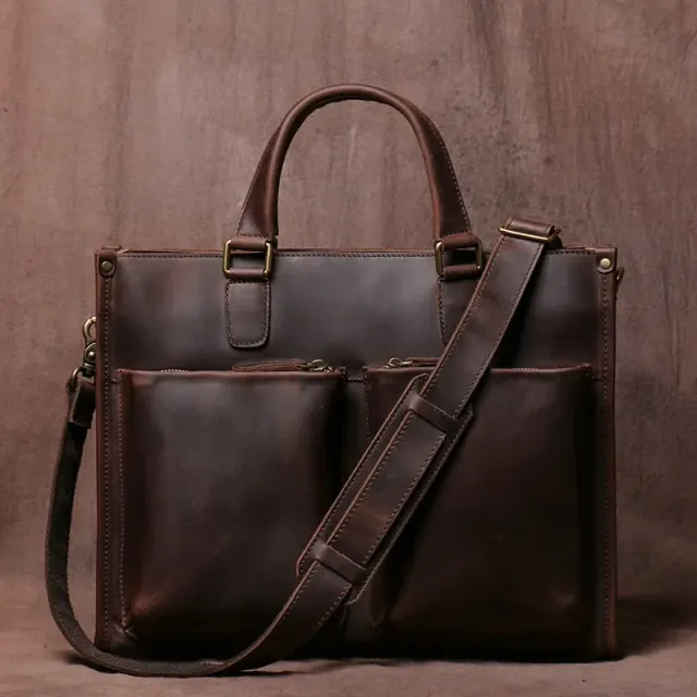 Lecoinpochette Loire sac ordinateur cuir marron 15.6 pouces