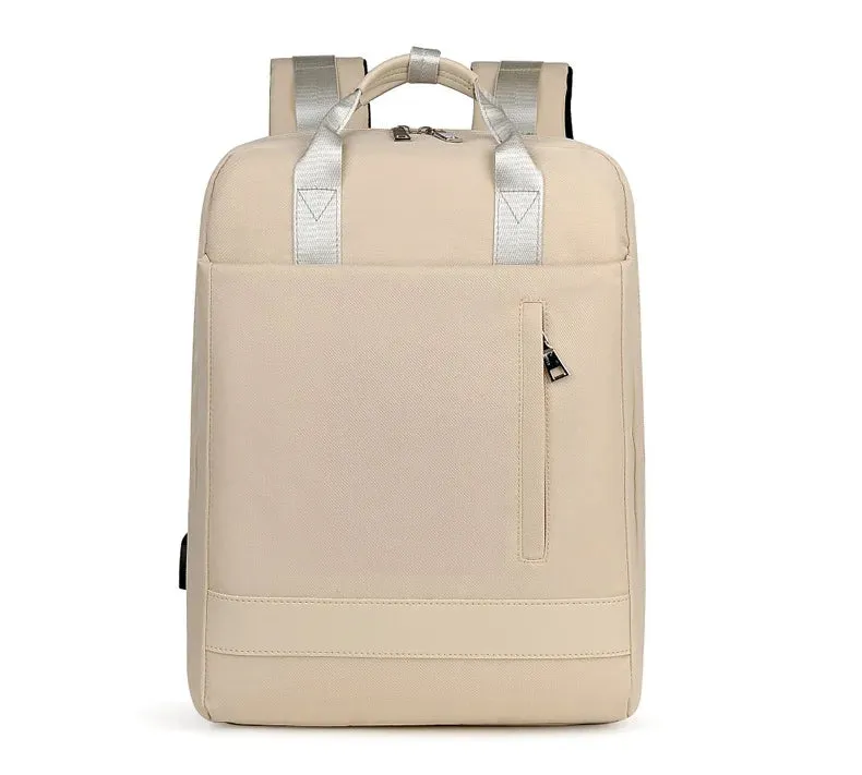 Lecoinpochette Ewa Sac à Dos Ordinateur Femme Beige 17,3 Pouces