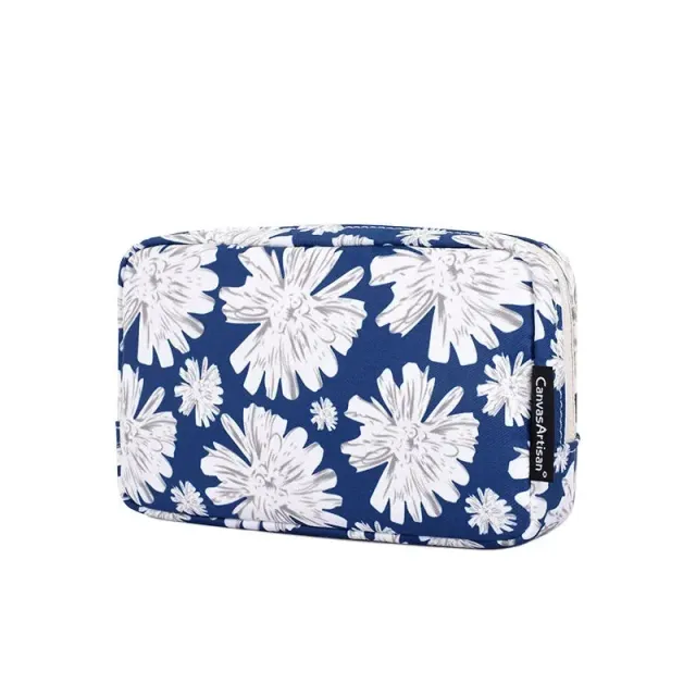 Lecoinpochette Marguerite trousse chargeur fleurs bleue nylon