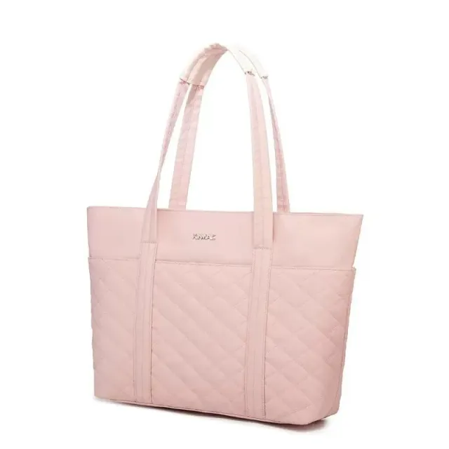 Lecoinpochette Sac Ordinateur Femme 15,6 Pouces Rose Matelassé