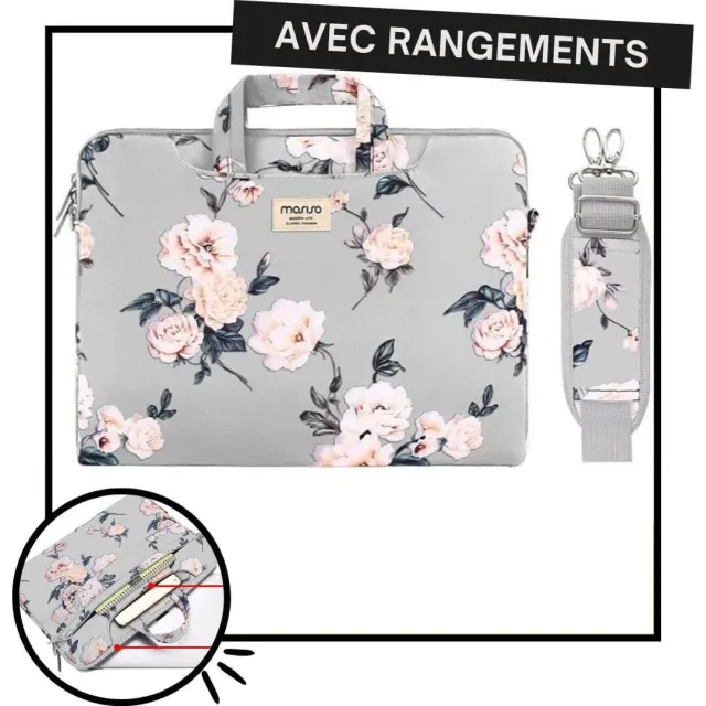 Lecoinpochette Ivy sacoche ordinateur femme fleurie