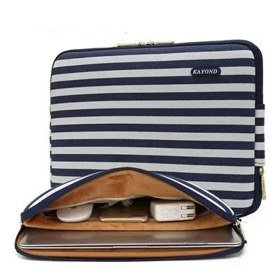 Lecoinpochette Marin étui ordinateur rayé bleu