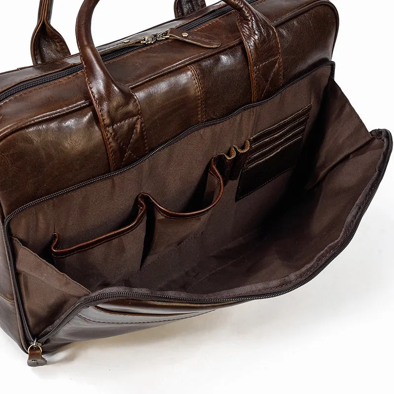 Lecoinpochette Georges sacoche PC homme cuir marron 15 pouces