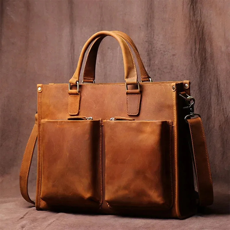 Lecoinpochette Baroque sac ordinateur cuir marron 15,6 pouces