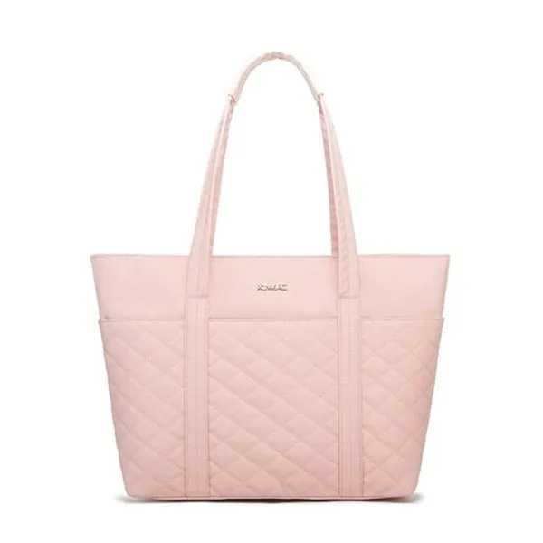 Lecoinpochette Sac Ordinateur Femme 15,6 Pouces Rose Matelassé