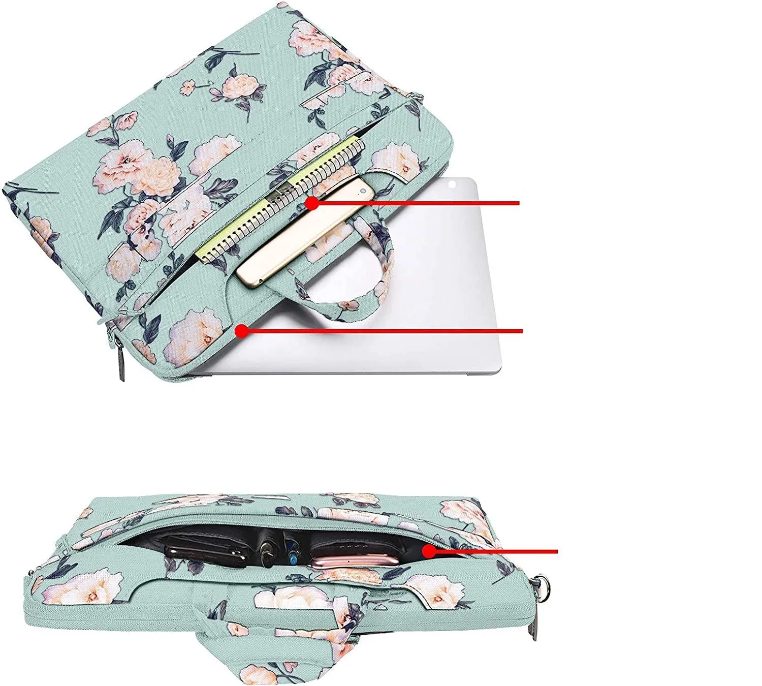 Lecoinpochette Bella sacoche ordinateur fleurie polyester