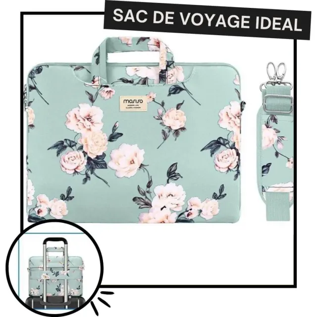 Lecoinpochette Bella sacoche ordinateur fleurie polyester