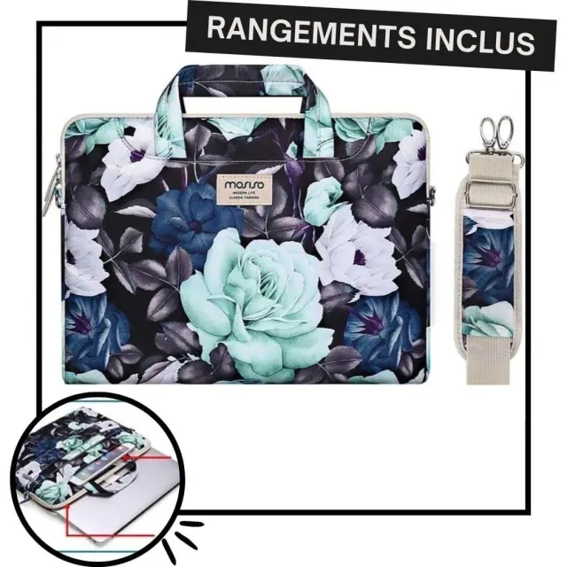 Lecoinpochette Rey sacoche pc fleurie waterproof