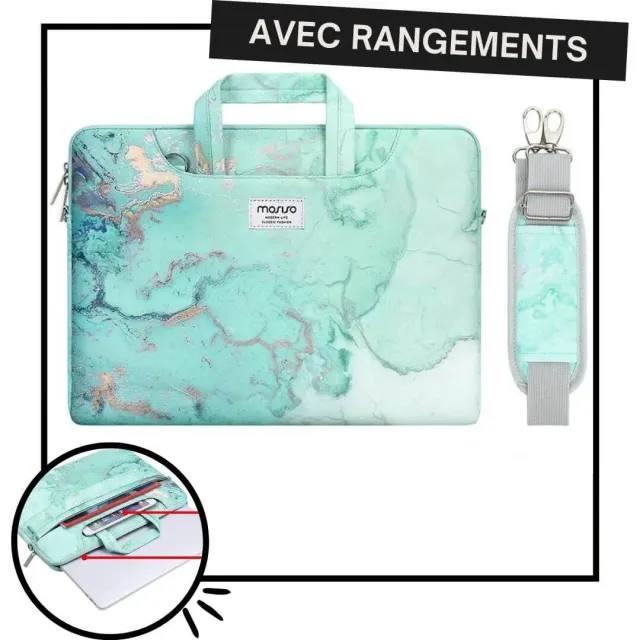 Lecoinpochette Jelly sacoche ordinateur marbre bleu doré