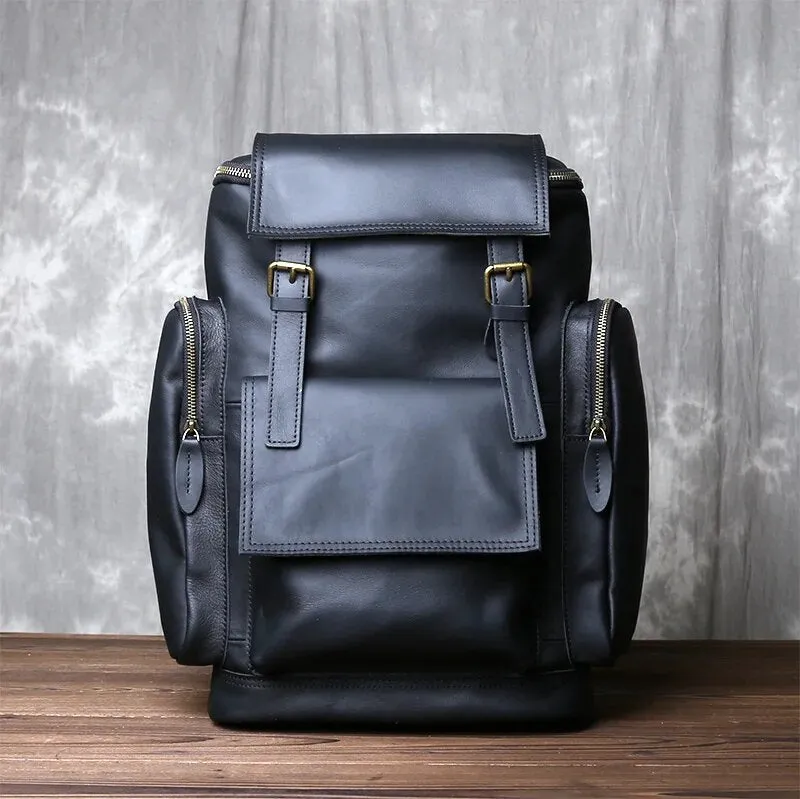 Lecoinpochette Ross sac à dos cuir véritable noir 16 pouces