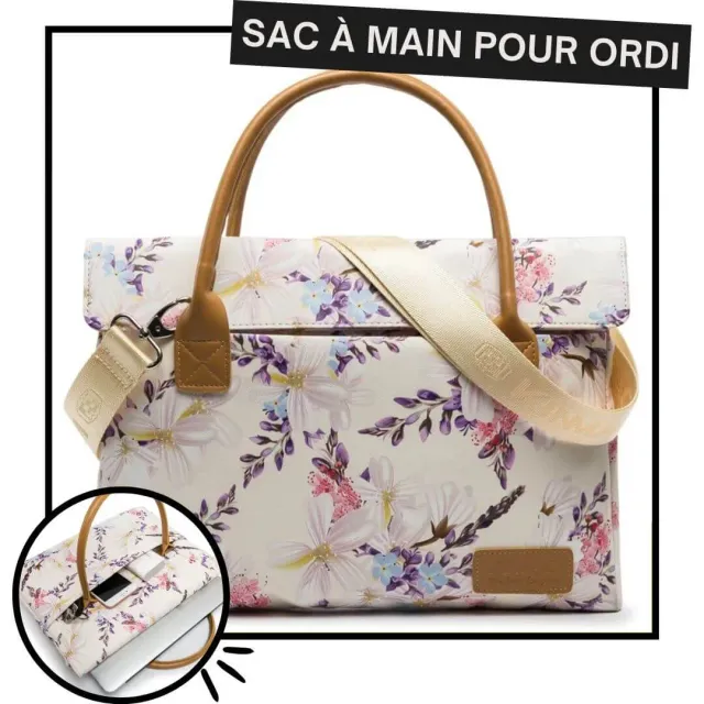 Lecoinpochette Spring sacoche ordinateur fleurie femme