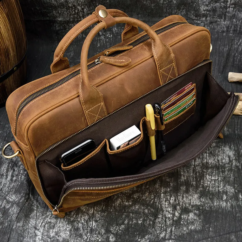 Lecoinpochette Rockmore sacoche ordinateur cuir marron 17 pouces