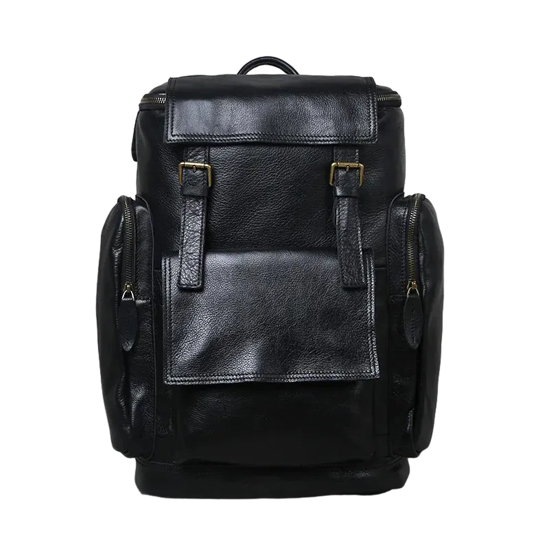 Lecoinpochette Ross sac à dos cuir véritable noir 16 pouces