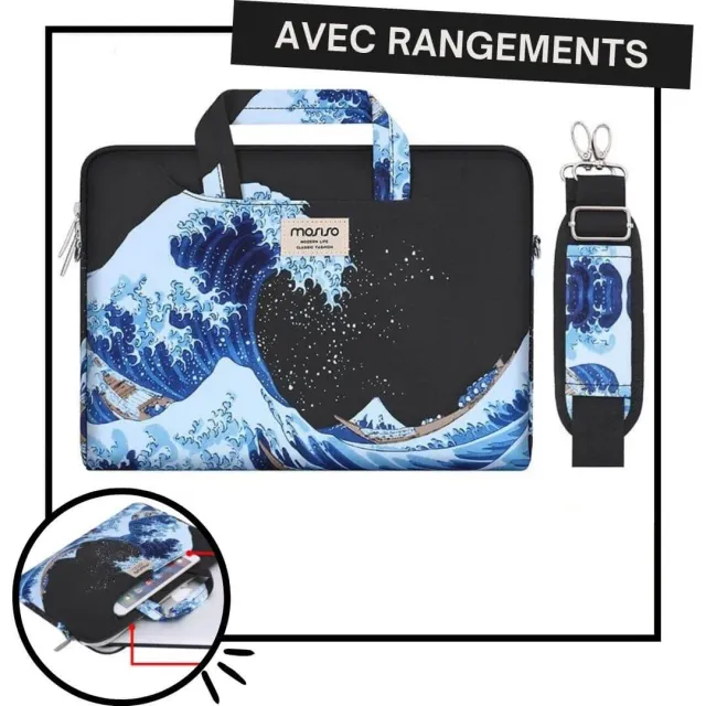 Lecoinpochette Wave sacoche ordinateur matelassée