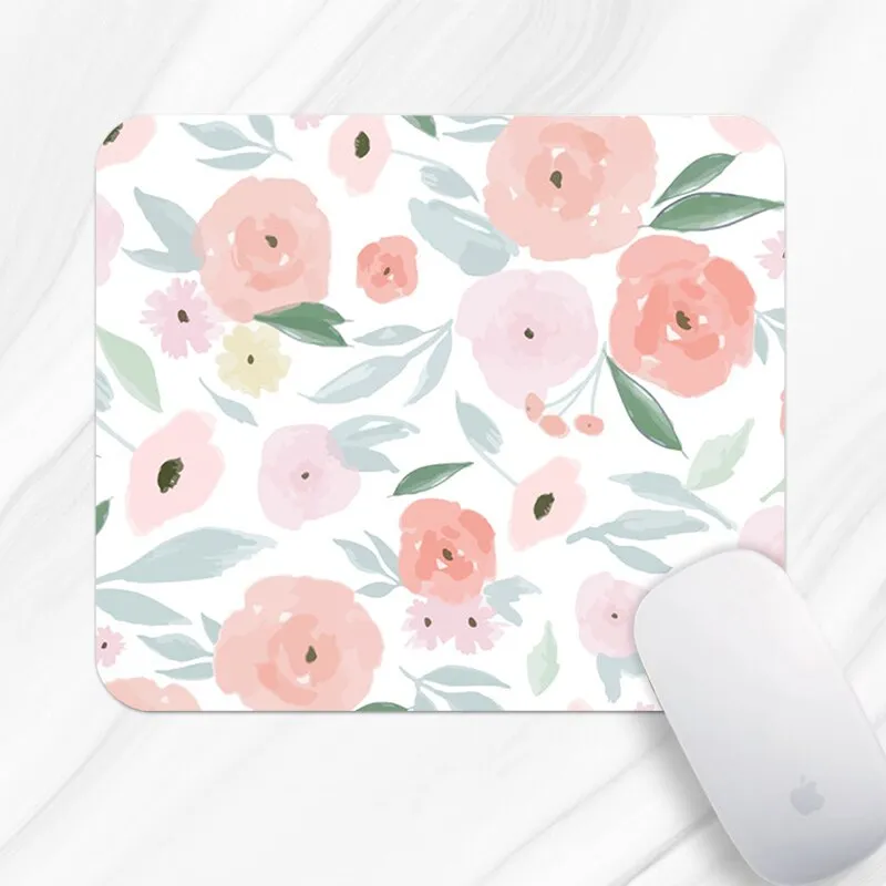 Lecoinpochette Fleurs de Pêche tapis de souris 24x20 cm blanc