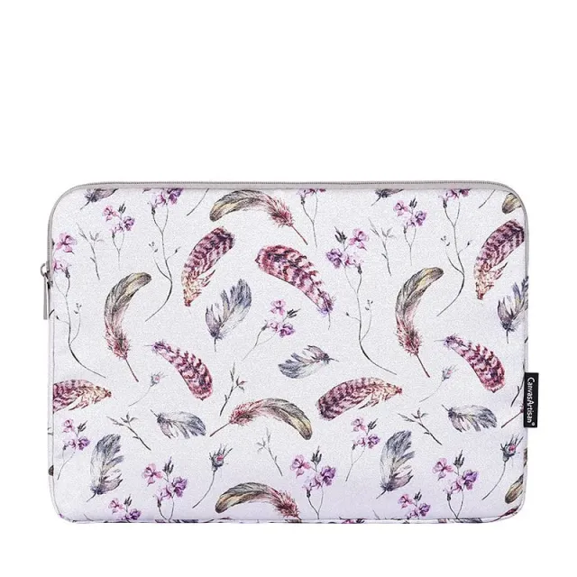 Lecoinpochette Plumes pochette ordinateur fleurie