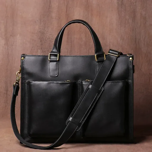 Lecoinpochette Ferdinand sac ordinateur cuir noir 15 pouces