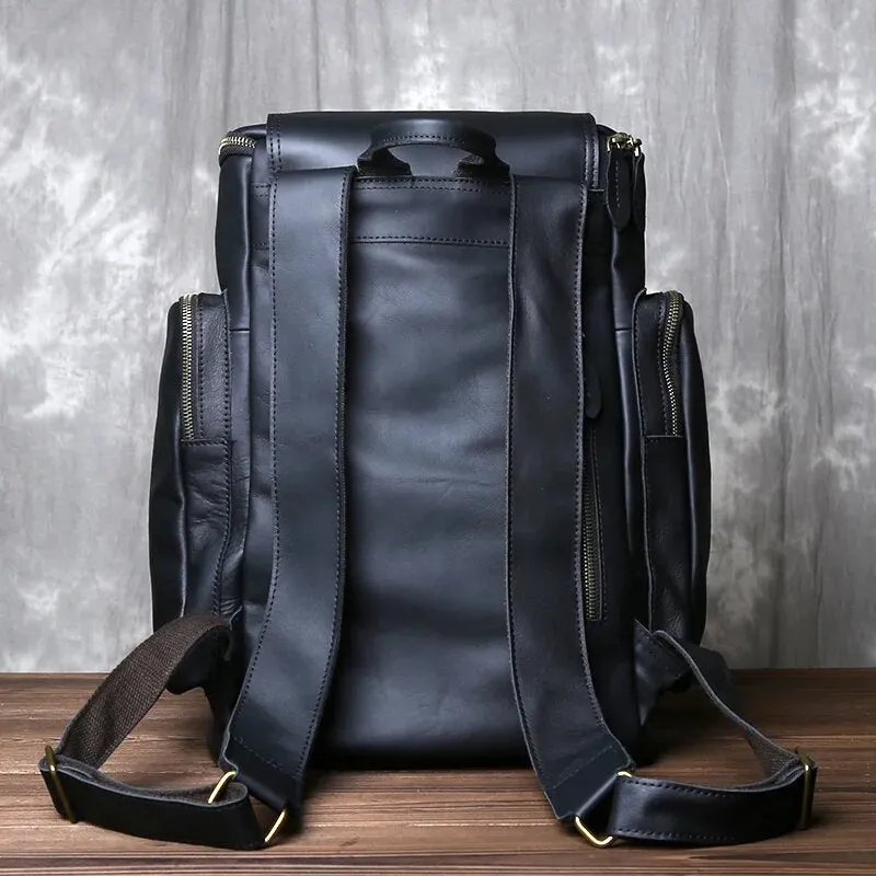 Lecoinpochette Ross sac à dos cuir véritable noir 16 pouces